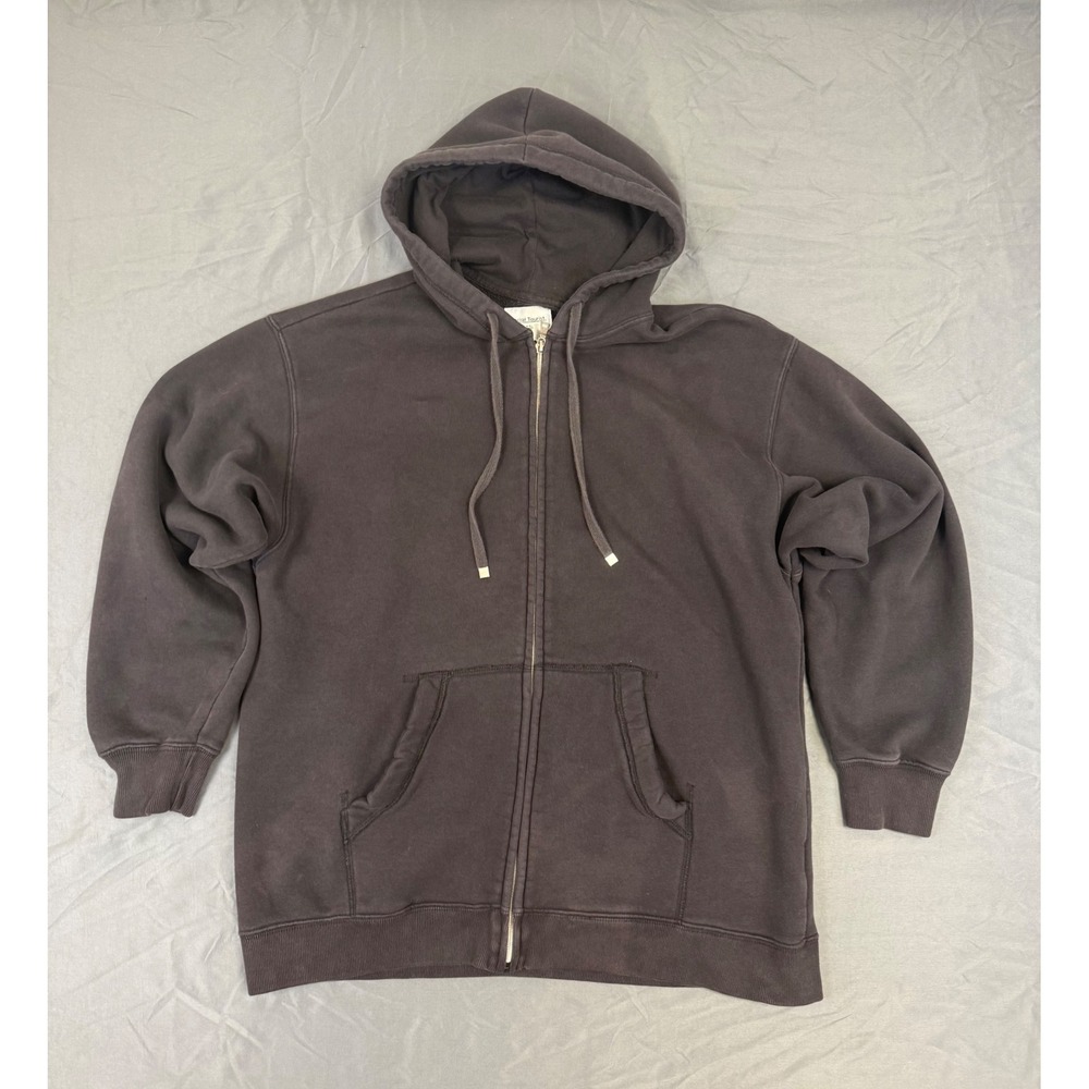 Social Tourist Mens‎ Small Faded Black Full Zip Graphic Back Fleece Hoodie S